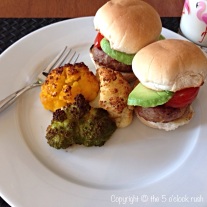 BBQ Sliders with Roasted Tri Colour Cauliflower