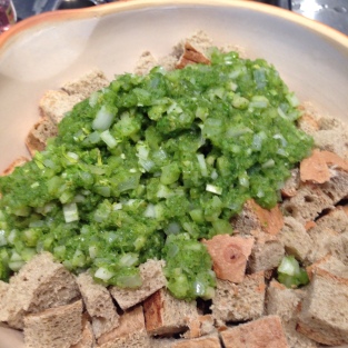 Celery/Onion Mixture Added to Dried Bread Cubes