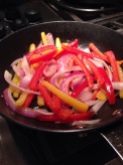 Red and Yellow Peppers and Onions for Fajitas